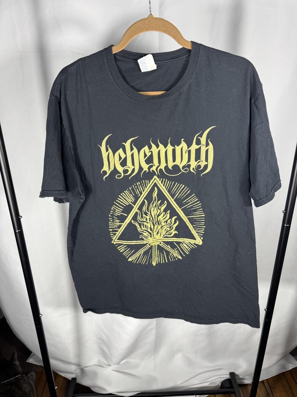 Behemoth Shirt Mens XL Black Band Logo Triangle Flame Graphic Metal Short Sleeve